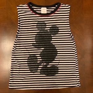 Disney Black and White Stipe Mickey Mouse Tee